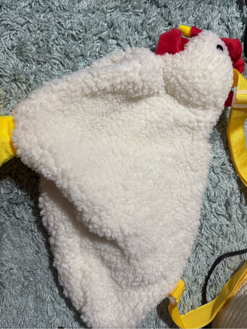 Funny White Chicken Pouch with Yellow Straps